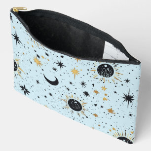 Zwart, Goud en Blauw Hemelzon Maan Sterren Etui
