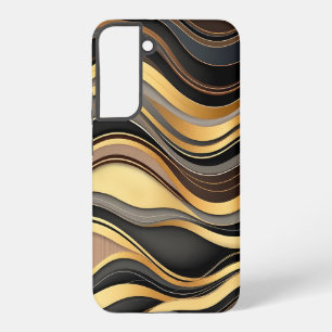 Zwart, Goud en Grijs Golfpatroon Samsung Galaxy Hoesje