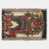 Zwart Goud en Rood Open haard Garland Deken (Voorkant)