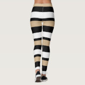 Zwart goud en wit, horizontaal gestreept leggings (Achterkant)