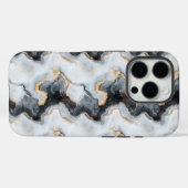 Zwart Goud en Wit Marmer Effect iPhone Case (Achterkant (horizontaal))