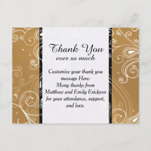 Zwart, Goud en Wit Swirly Design Briefkaart