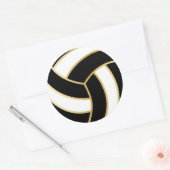 Zwart, goud en witte volleybal ronde sticker (Envelop)