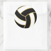 Zwart, goud en witte volleybal ronde sticker (Tas)