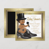 Zwart Goud Etnisch Klein Man Baby shower Kaart (Voorkant / Achterkant)
