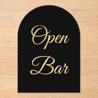 Zwart & Goud Faux Folie Arch Acryl Open Bar Teken Uitnodigingen