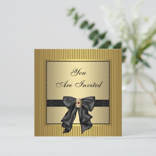 Zwart Goud Feest Kaart (Staand voorkant)