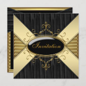 Zwart Goud Feest Kaart (Voorkant / Achterkant)