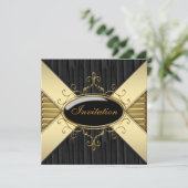 Zwart Goud Feest Kaart (Staand voorkant)