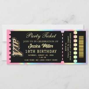 Zwart & Goud Feestticket Kaart