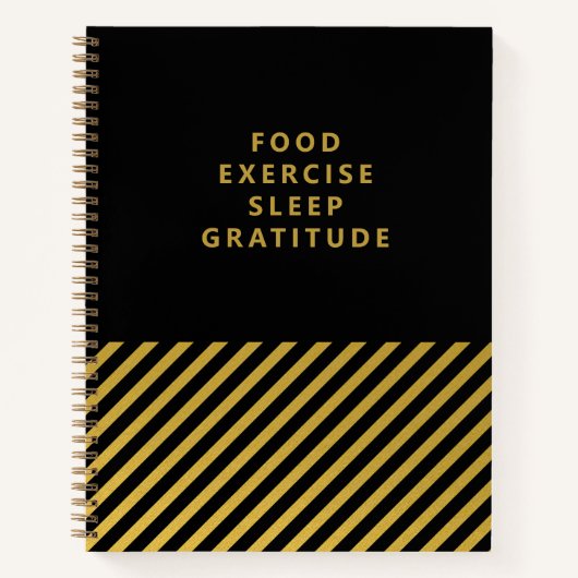 Zwart Goud Folie Strepen Classy Dankbaarheid Journ Notitieboek (Voorkant)