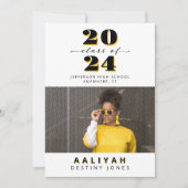 Zwart + Goud Foto Afstuderen Aankondiging (Voorkant)