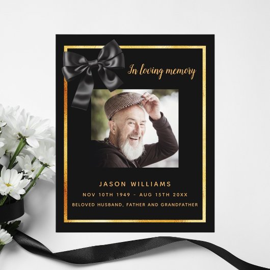 Zwart goud foto boog begrafenisprogramma