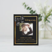 Zwart goud foto boog begrafenisprogramma (Staand voorkant)