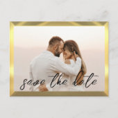 Zwart & Goud Foto Bruiloft Briefkaart (Voorkant)