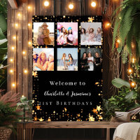 Zwart goud foto collage sterren 2 personen verjaar
