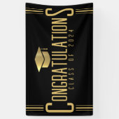 Zwart & Goud Gefeliciteerd Geslaagd Jaar Spandoek (Verticaal)