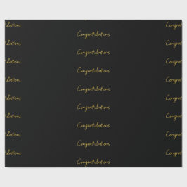 Zwart & Goud Gefeliciteerd Wrapping Paper Cadeaupapier