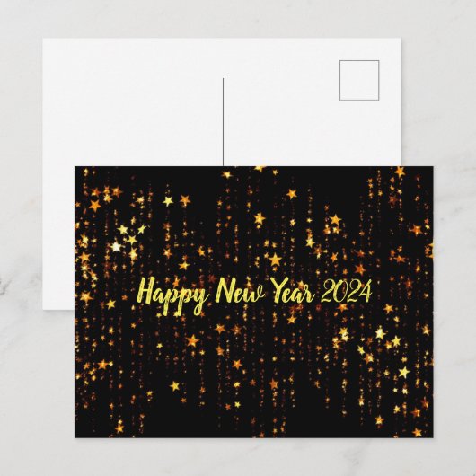 Zwart Goud Gelukkig Nieuwjaar Briefkaart (Voorkant / Achterkant)