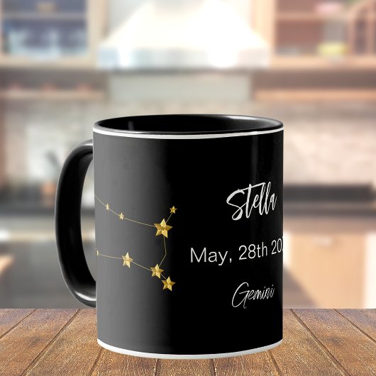 Zwart goud Gemini sterrenbeeld verjaardag Mok