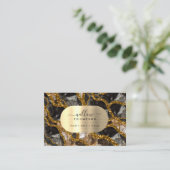 Zwart Goud Geode Agaat Glitter Visitekaartje (Staand voorkant)