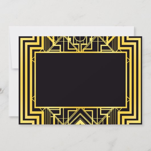 Zwart & Goud Geometrische Bruiloft Uitnodigingen (Achterkant)