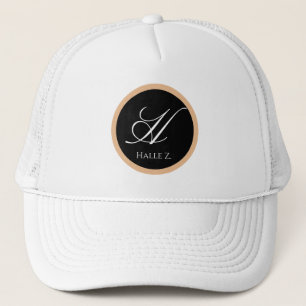 Zwart & Goud Gepersonaliseerde Initiële Naam Logo Trucker Pet