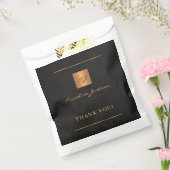 Zwart goud gepersonaliseerde monogram naam script bedankzakje (Gezegeld)