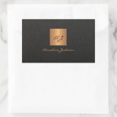 Zwart goud gepersonaliseerde monogram scriptnaam rechthoekige sticker (Tas)