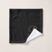 Zwart Goud Gepersonaliseerde Naam en Monogram Bad Handdoek (Wasdoekje)