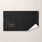 Zwart Goud Gepersonaliseerde Naam en Monogram Bad Handdoek (Handdoek)