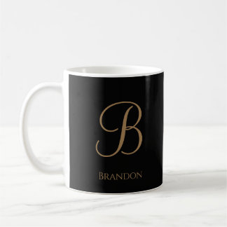 Zwart Goud Gepersonaliseerde Naam en Monogram Koffiemok