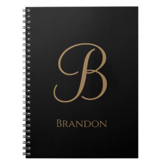 Zwart Goud Gepersonaliseerde Naam en Monogram Notitieboek