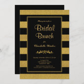 Zwart Goud Gestreepte Bruids Brunch Kaart (Voorkant / Achterkant)