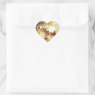 Zwart Goud Glam Disco Bal Verjaardag Hart Sticker