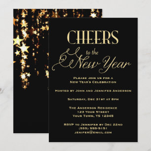Zwart Goud Glamour Oudejaarsavond Feest Kaart