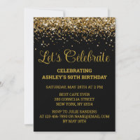 Zwart & Goud Glitter 50ste Verjaardag Laten we Fee