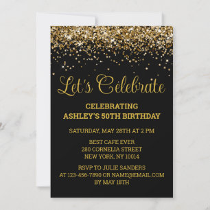 Zwart & Goud Glitter 50ste Verjaardag Laten we Fee Kaart