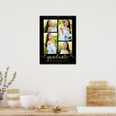 Zwart Goud Glitter Afstuderen 4 Fotoscript Hart Poster (Keuken)