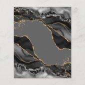 Zwart Goud Glitter Agate Budget Trouwmenu Flyer (Achterkant)