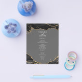 Zwart Goud Glitter Agate Budget Trouwmenu Flyer (Enkel)