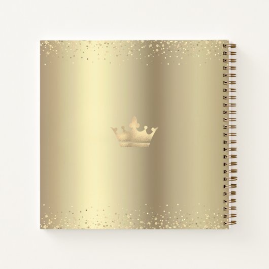 Zwart goud Glitter Crown Quinceañera Guest Book Notitieboek (Achterkant)