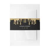 Zwart & Goud Glitter Drip Bruiloft Uitnodigingen Wikkel (Voorkant Voorbeeld)