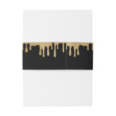 Zwart & Goud Glitter Drip Bruiloft Uitnodigingen Wikkel (Achterkant Voorbeeld)