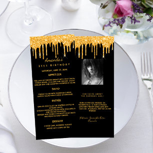Zwart goud glitter druppels foto Bio Menu kaart