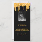 Zwart goud glitter druppels foto Bio Menu kaart (Achterkant)