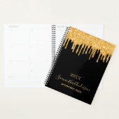 Zwart goud glitter druppels monogram planner (Display)