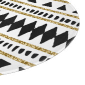 Zwart Goud Glitter Etnisch Patroon Snijplank (Hoek)
