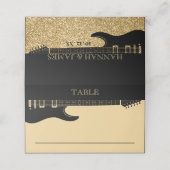 Zwart & Goud Glitter Gitaar Bruiloft (Buitenkant ongevouwen)