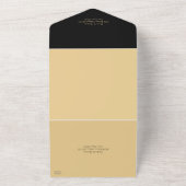 Zwart & Goud Glitter Gitaar Bruiloft All In One Uitnodiging (Buitenkant)